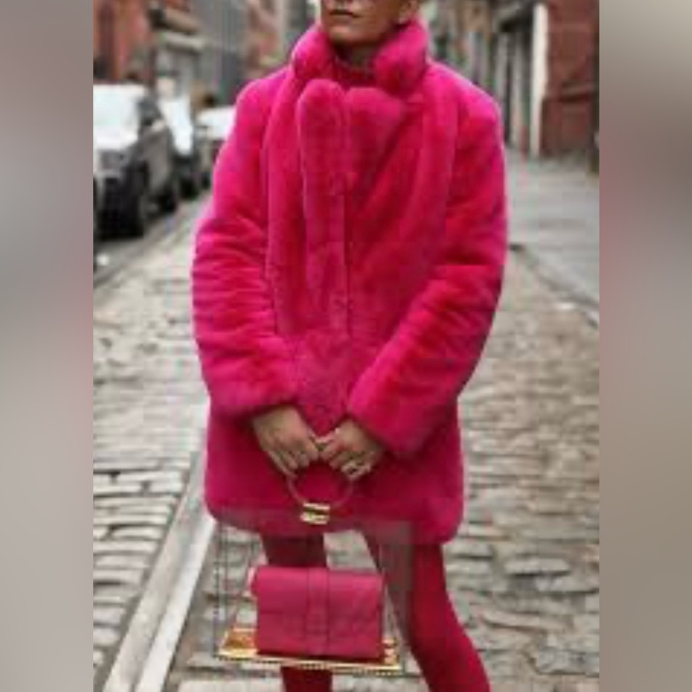 Apparis Vibrant Pink Faux Fur Jacket